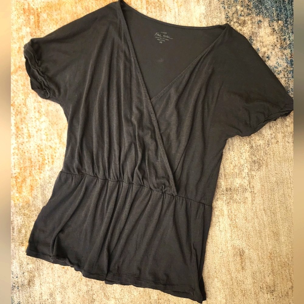 J.Crew Fine Spun Crosstown Faux Wrap Peplum Tee